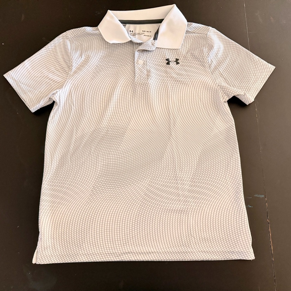 Under Armour Men's White and Black Patterned Polo Shirt